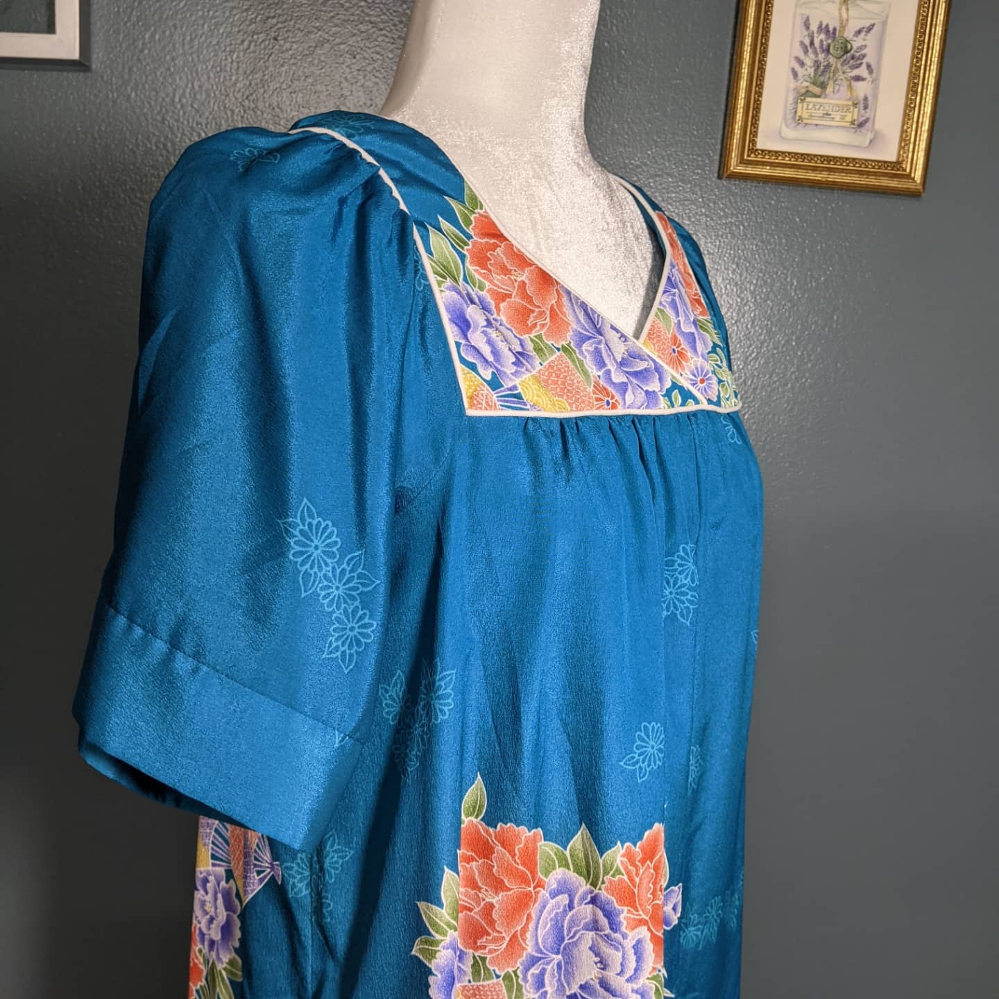 Sidan for Liberty House Hawaii Floral Teal Muumuu