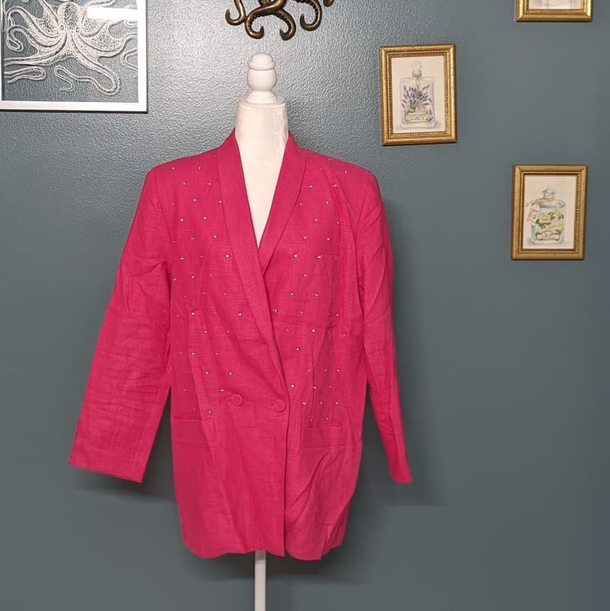 Hot Stuff by Ryan Shreveport LA Hot Pink Rhinestone Linen Jacket