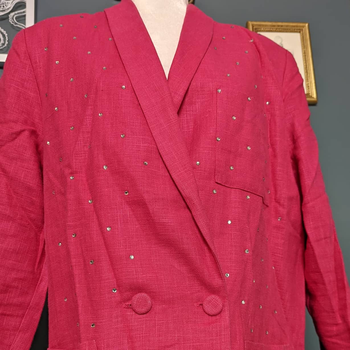 Hot Stuff by Ryan Shreveport LA Hot Pink Rhinestone Linen Jacket