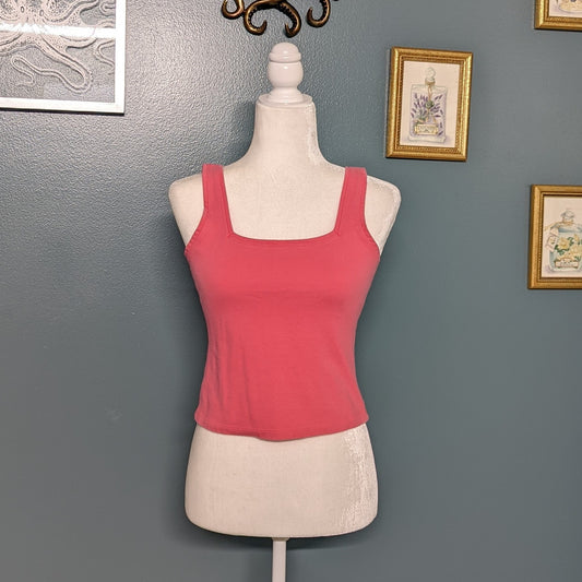 80s-90s Q&A Pink Square Neck Crop Tank Top