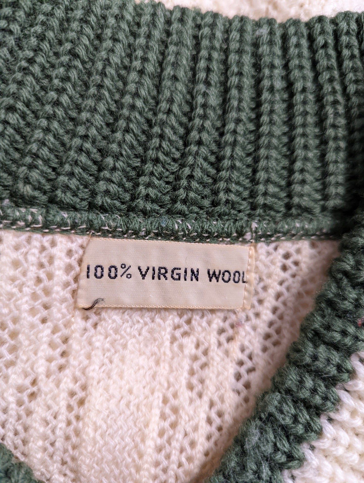 60s V Neck Virgin Wool Knit Sweater