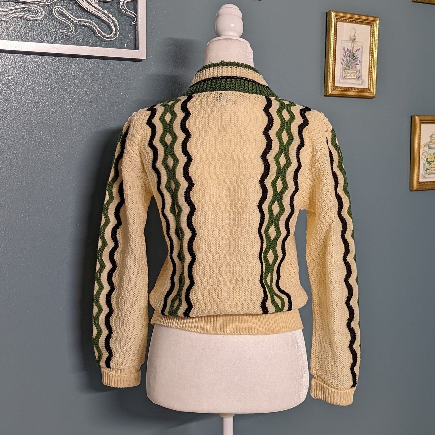 60s V Neck Virgin Wool Knit Sweater