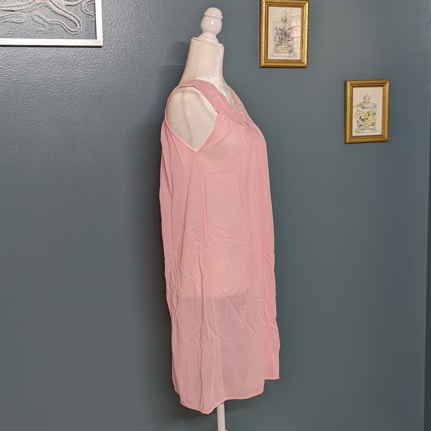 60s Pink Babydoll Lace and Nylon Nightie