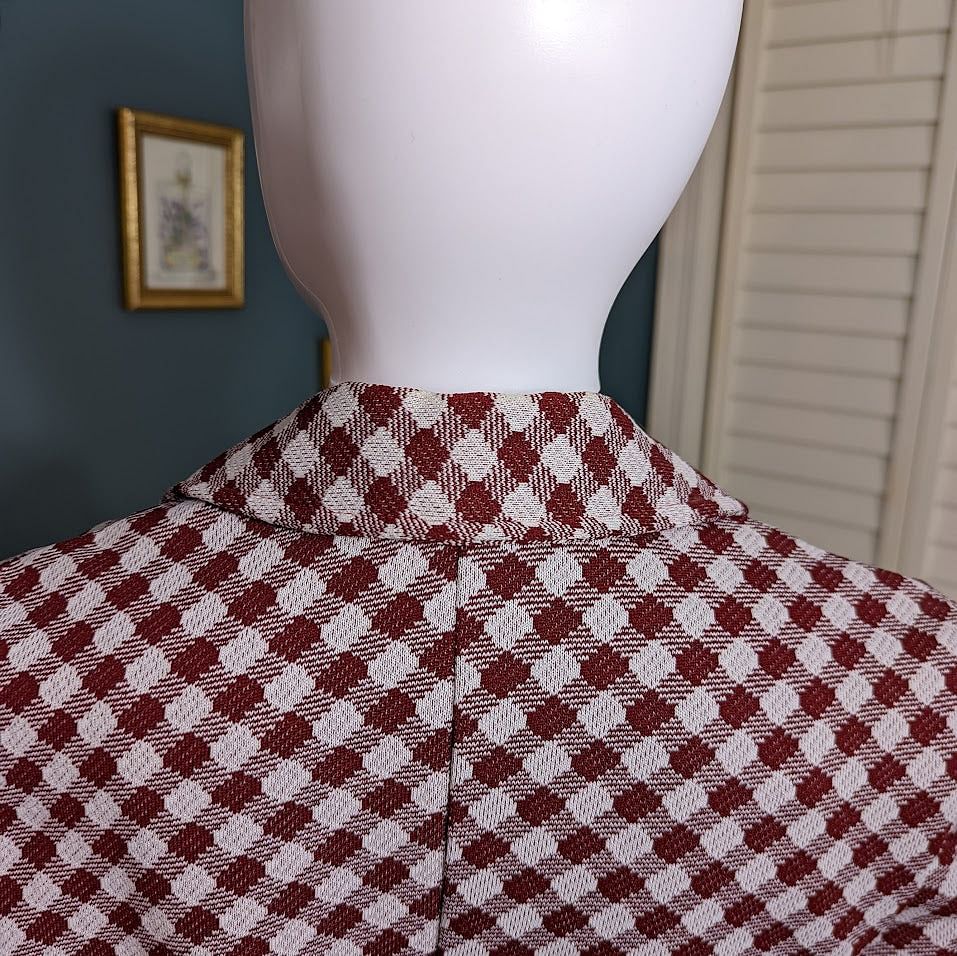 1970s Junior Way Brick and Cream Shepherd's Check Leisure Suit