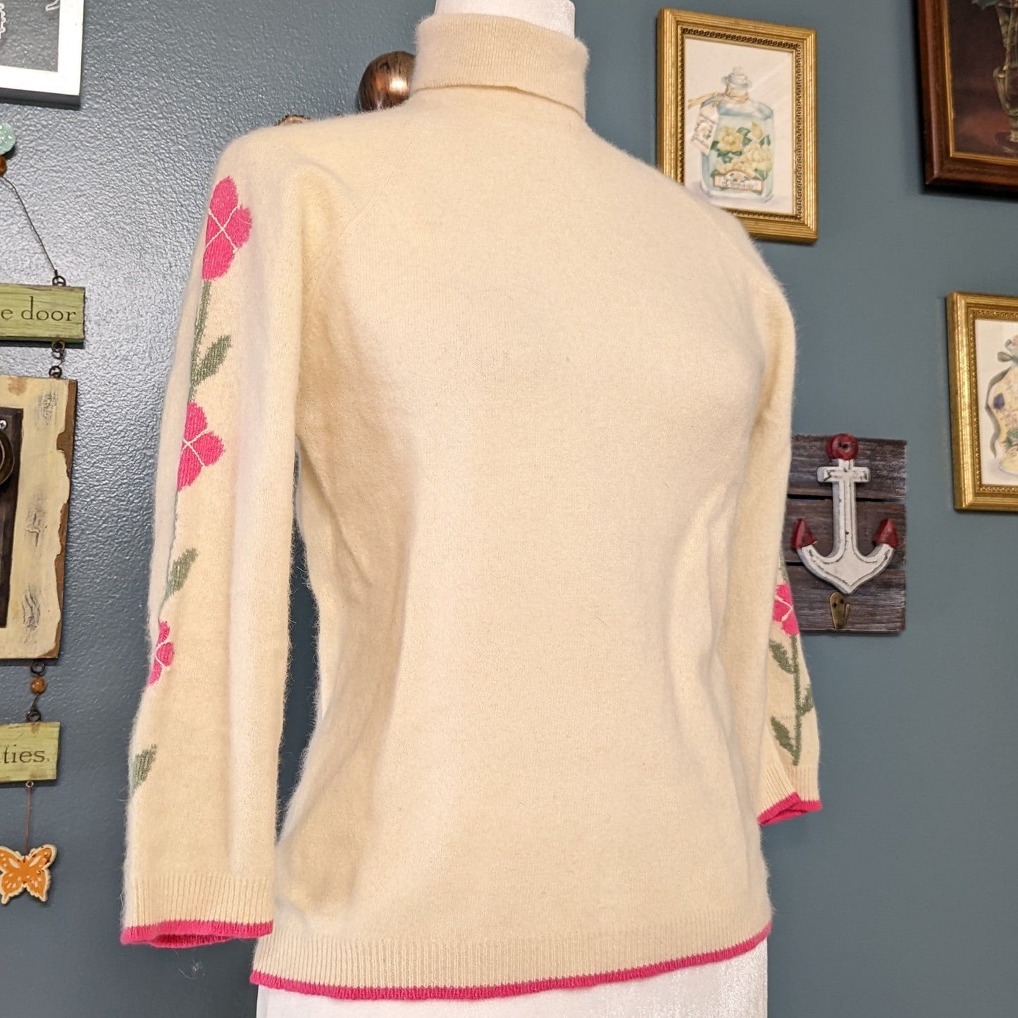 60s Bobbie Brooks Intarsia Full Fashioned Turtleneck Sweater