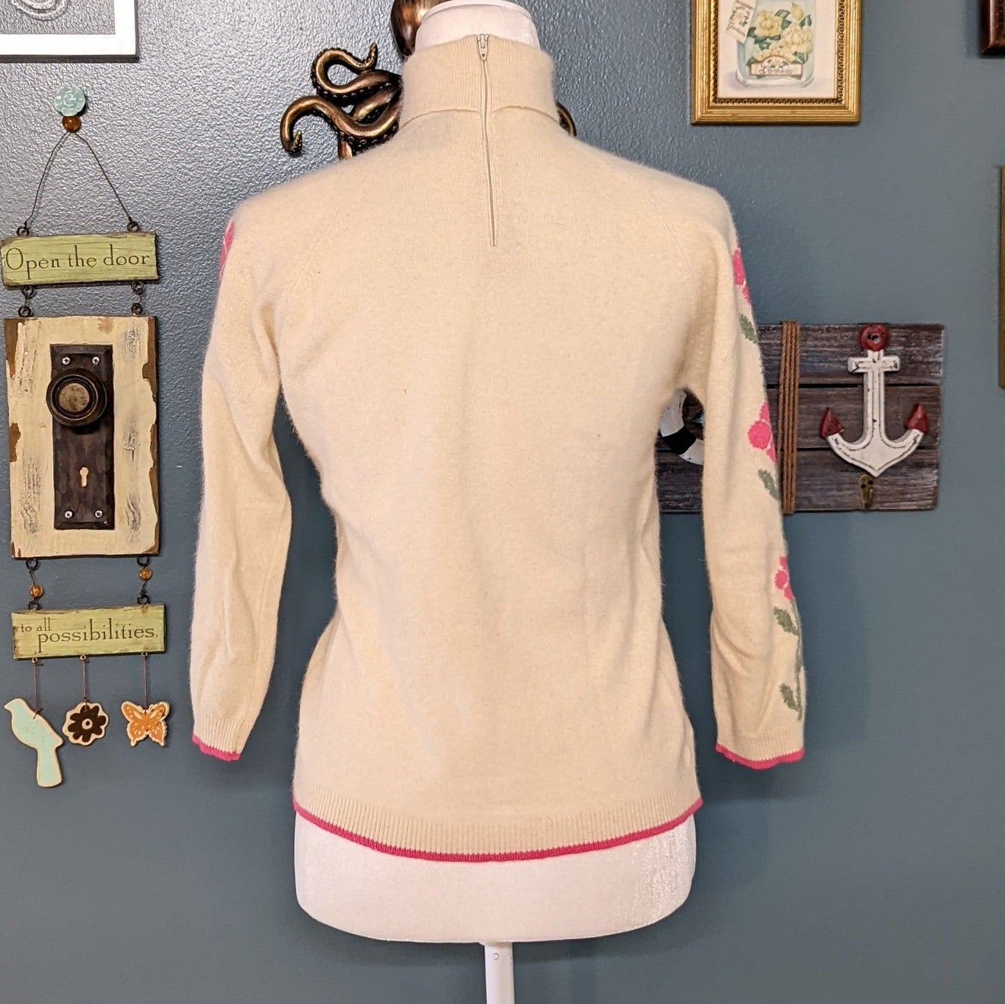 60s Bobbie Brooks Intarsia Full Fashioned Turtleneck Sweater