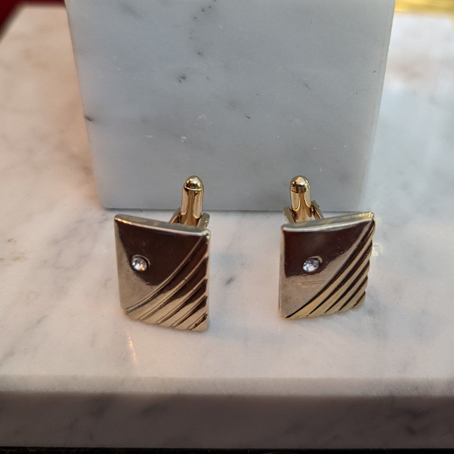 Pale Gold and Crystal Cufflinks