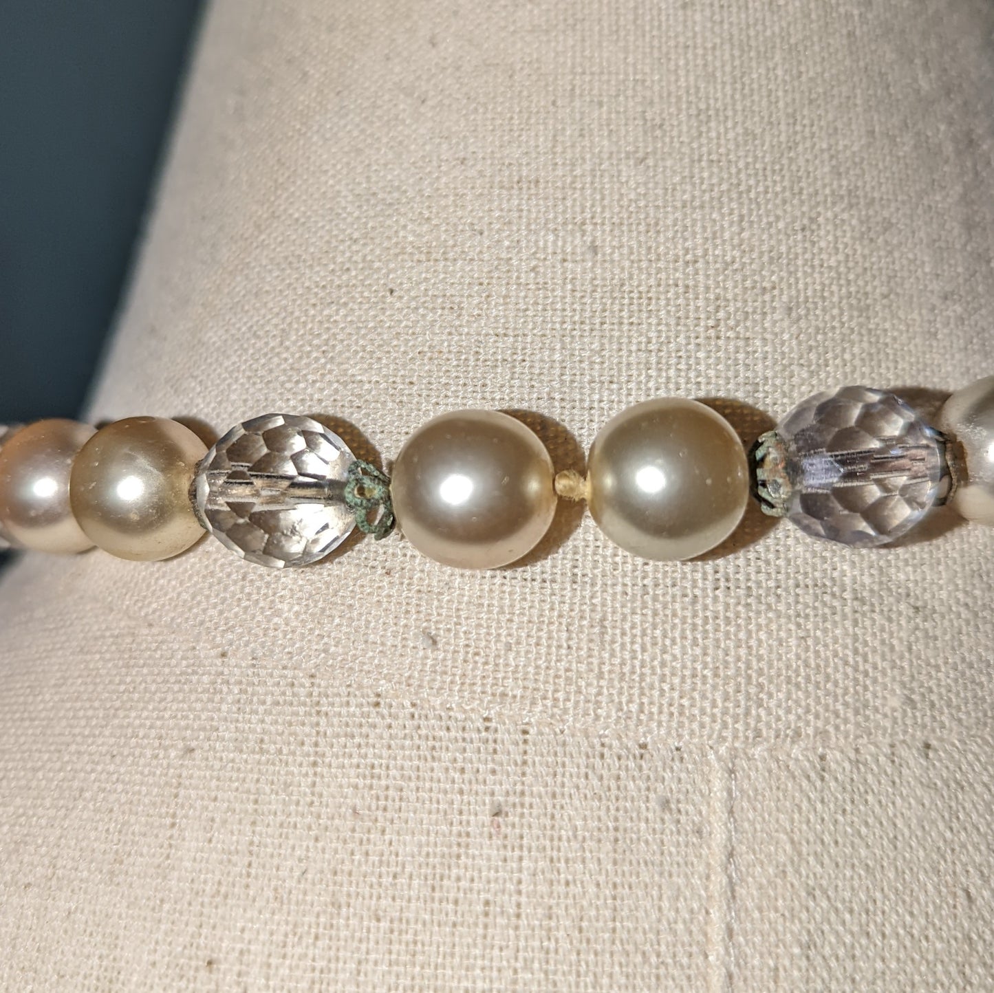 Unsigned Beauty - Cut Glass and Pearl Choker