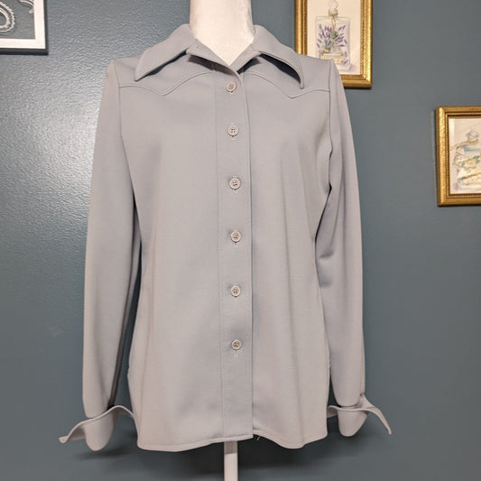 70's Devon Double Knit Pale Periwinkle Western Blouse