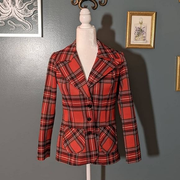 60s 70s Gilly Girl Sportswear Plaid Polyester Jacket
