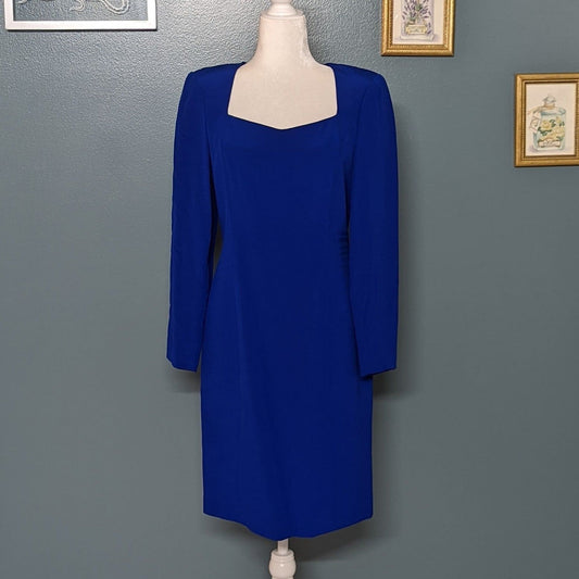 80's Gillian Cobalt Silk Sweetheart Dress