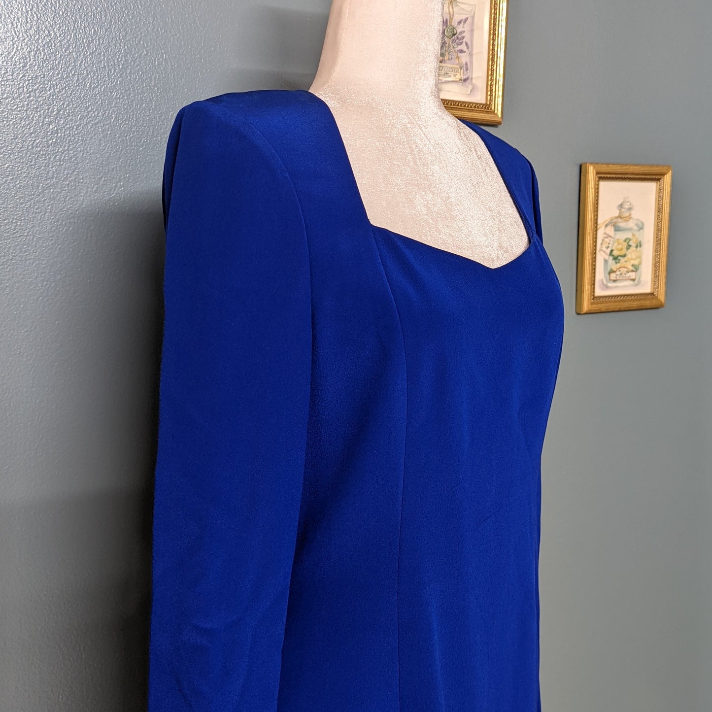 80's Gillian Cobalt Silk Sweetheart Dress