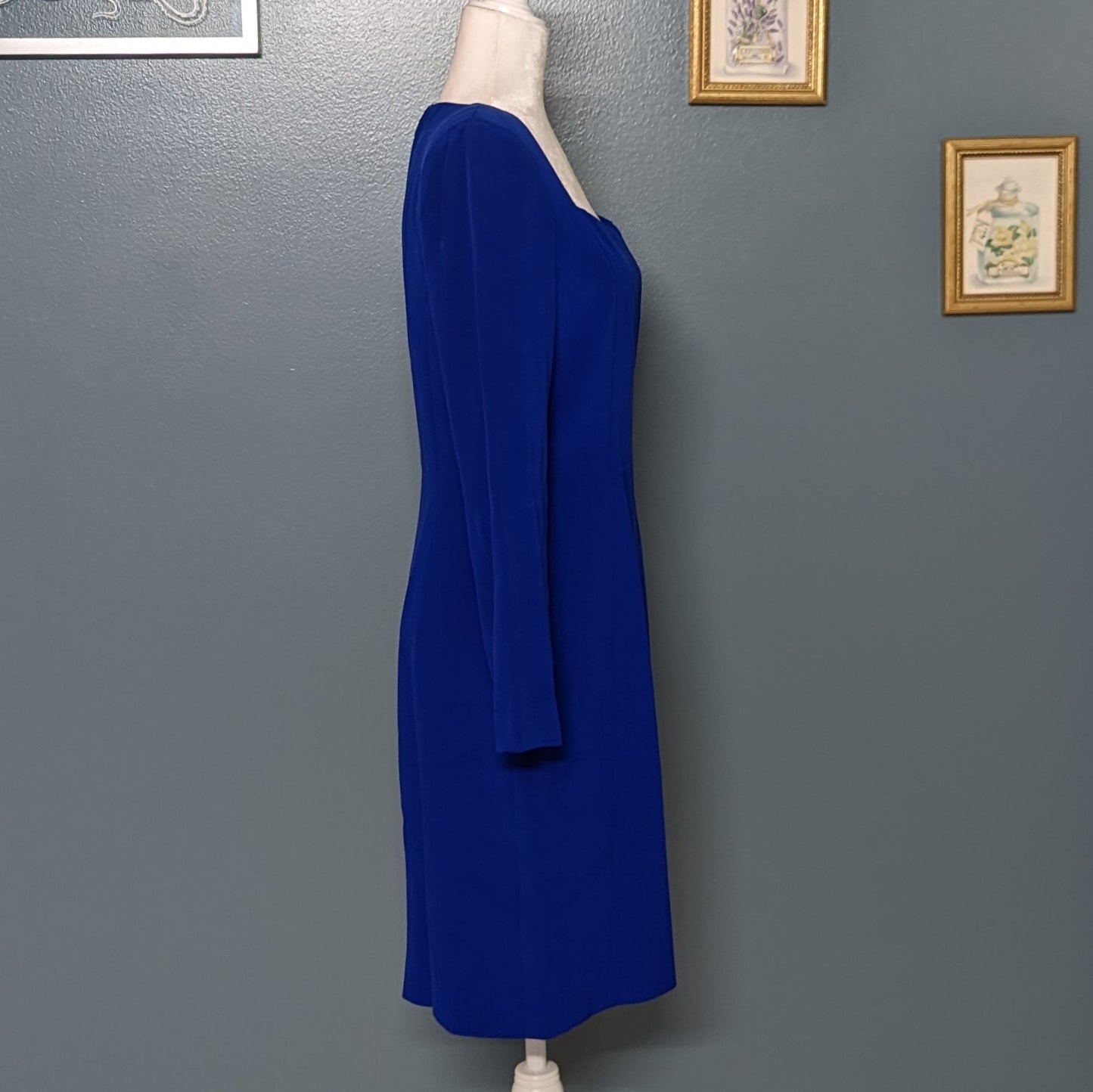 80's Gillian Cobalt Silk Sweetheart Dress