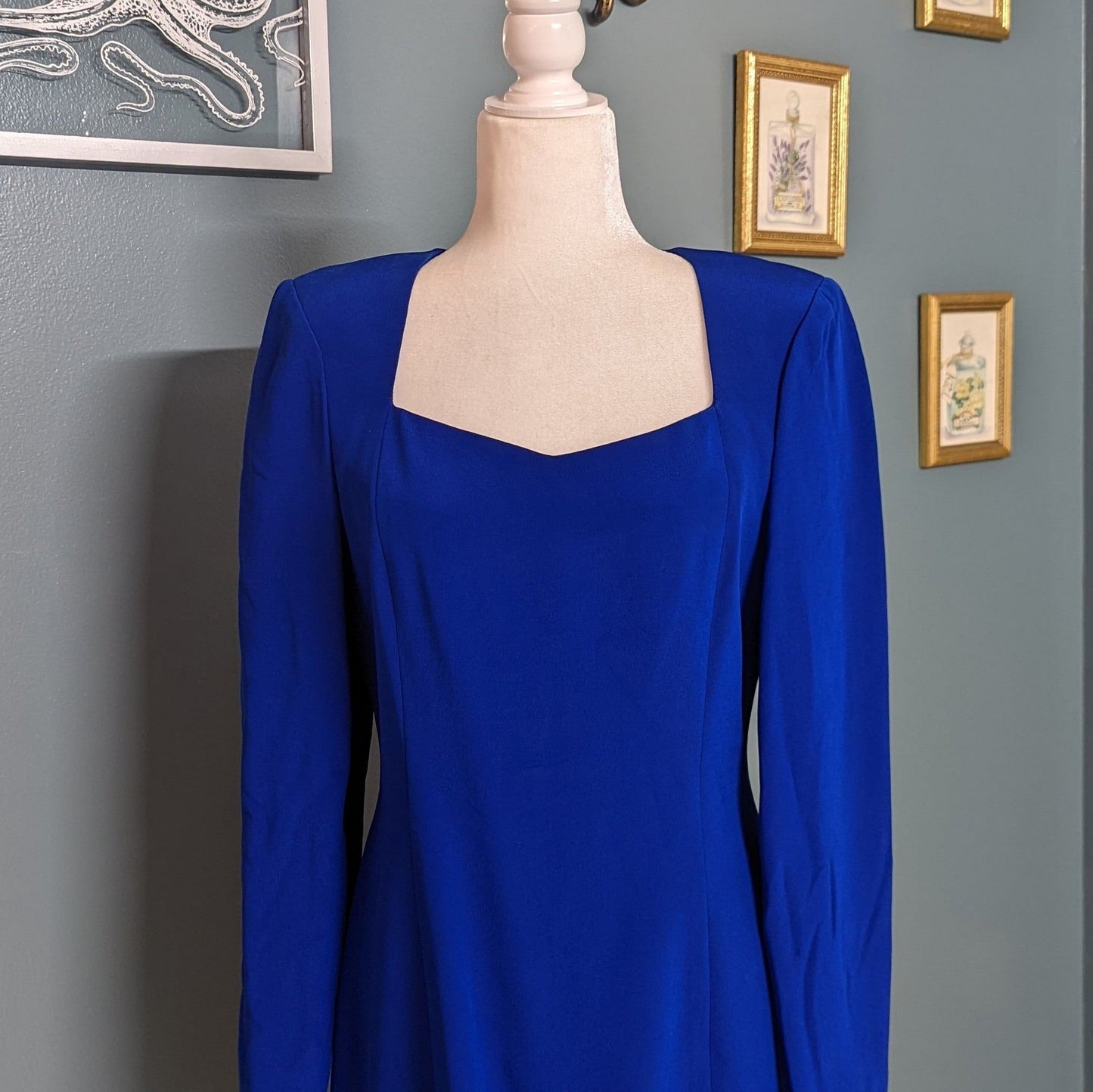 80's Gillian Cobalt Silk Sweetheart Dress