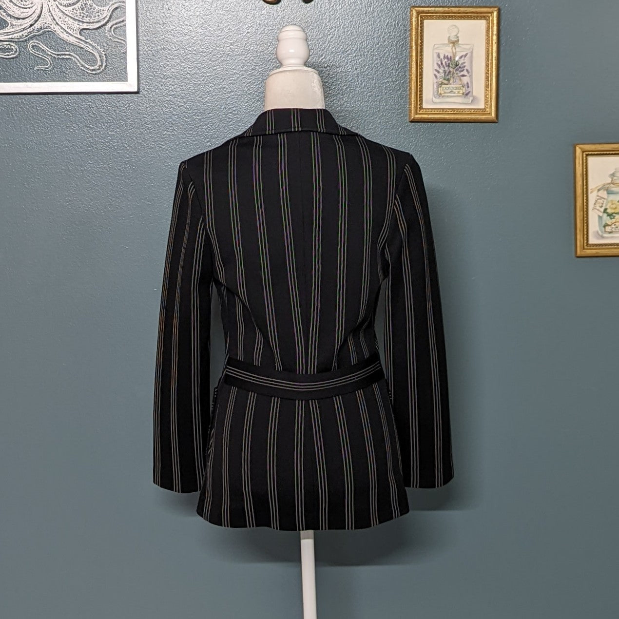 1960's Queen Casuals Pencil Striped Ulster Lapel Double Breasted Jacket